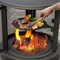 Black Metal Chiminea Fire Pit with Adjustable Grill, 2-in-1 BBQ and Outdoor Heater
